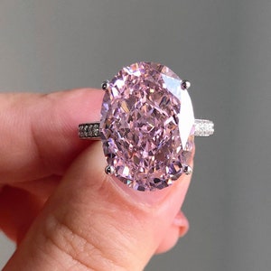 GRA Certified 6.5 Carat VVS Moissanite Diamond Ring, Pink Moissanite Diamond Ring, Wedding/Anniversary Ring, Engagement Ring, Diamond Ring