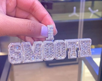 GRA-gecertificeerde VVS Moissaniet-diamant hiphop hangend, aangepaste sieraden, hiphopsieraden, volledig bevroren hanger, aangepaste naam hangend