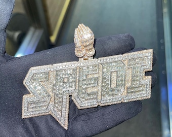 GRA Certified VVS Moissanite Diamond Hip Hop Pendent, Custom Rapper Pendant, Hip Hop Jewelry, Fully Iced Out Pendant, Custom Name Pendent