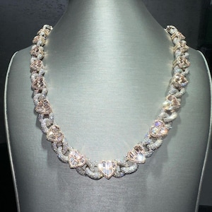 Certyfikowany przez GRA VVS Moissanite Diamond Chain, Całkowicie oszroniony diamentowy łańcuszek, Diamentowy łańcuszek, Hip Hop Chain, Ręcznie robiony diamentowy łańcuszek dla mężczyzn/kobiet