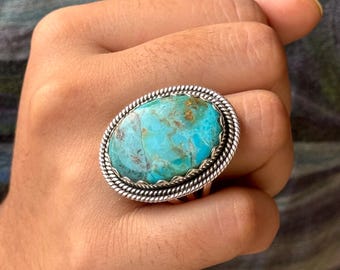 Huge Bea Johnson Vintage Native American Navajo Turquoise Sterling Silver Ring Huge Bea Johnson Vintage Native American Navajo Turquoise Sterling Silver Ring