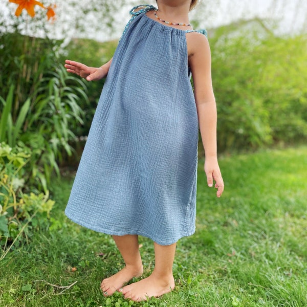 Hängerchen aus schimmerndem Musselin für Mädchen | einzeln o. mit passender Kette | größenverstellbar | Kleid | Mädchenkleid | Sommerkleid