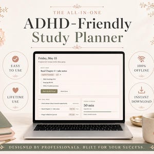 ADHS Schüler Lernplaner | Digital Pomodoro Focus Timer Dashboard | Aufgabenliste | Fachhochschulreife | Sofortiger Download Html