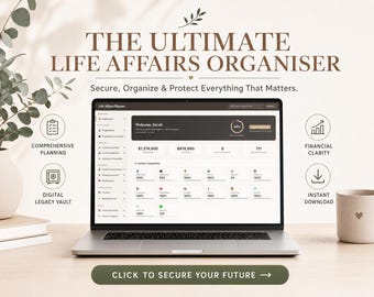 Ultimate Life Affairs Organiser | Comprehensive Life & Estate Planner | Digital Legacy Vault | Financial, Medical End-of-Life Organiser