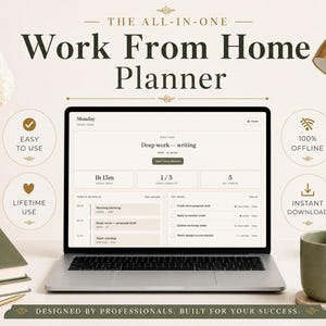 Arbeit von zu Hause aus | Hybrid Wfh Office Terminplaner | Fokus-Timer Pomodoro | Deep Work Time Block Digitales Dashboard