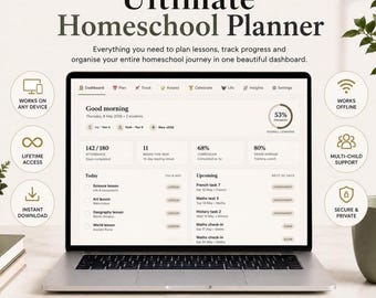 Ultimate Homeschool Planner | All In One Homeschool Planner | Home Education Planner | Curriculum Planner | Digital Planner