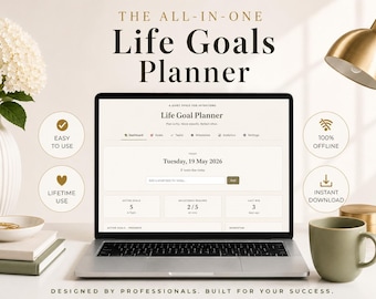Goal Planner Dashboard | Digital Goal Tracker | Productivity Planner | Milestone Tracker | Habit & Task Planner | Life Goals Organiser