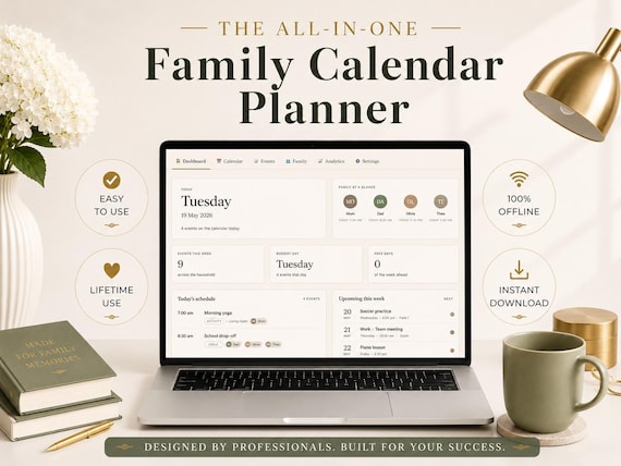 Family Calendar Planner | Shared Family Organiser | Digital Family Schedule | Family Command Center | Calendar Dashboard Planner