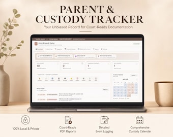 Parent Tracker & Custody Calendar | Co-Parenting Journal and Visitation Log | Court Evidence Log | Family Law Template for Court
