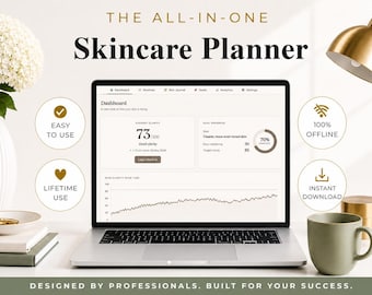 Skincare Tracker | Skincare Routine Planner | Skin Journal & Beauty Tracker | Acne Progress Tracker | Digital Skincare Dashboard