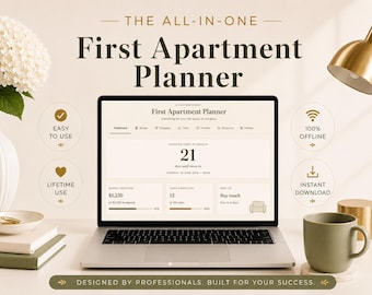 Planificateur pour premier appartement | Liste de vérification pour appartement | Planificateur d'emménagement | Suivi du budget d'appartement | Planificateur de déménagement | Organisation du nouveau logement