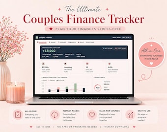 Couples Finance Tracker | Shared Budget Planner | Expense & Income Tracker | Savings Goals | Bills Tracker | Money Planner for Couples