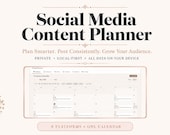 Social Media Planner Digital Download | Content Calendar & Post Scheduler | Hashtag Manager | Analytics