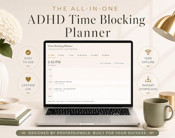 ADHD Time Blocking Planner | ADHD Digital Planner | Time Management Planner | Focus Planner | Productivity Dashboard | ADHD Task Planner