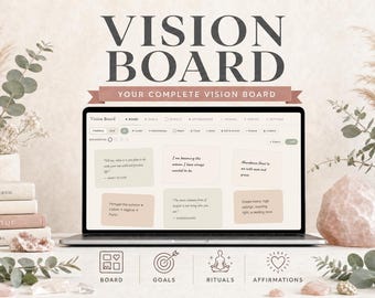 Vision Board e strumento di monitoraggio degli obiettivi / Dashboard per una vita consapevole / Diario della manifestazione / Monitoraggio delle abitudini / Affermazioni / Agenda digitale