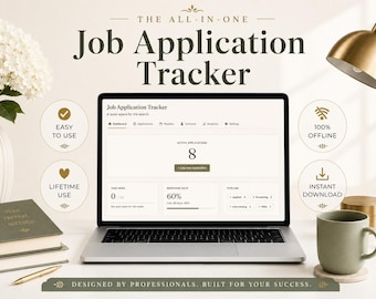 Job Application Tracker | Job Search Dashboard | Career Planner | Interview Tracker | Digital Download | Works Offline