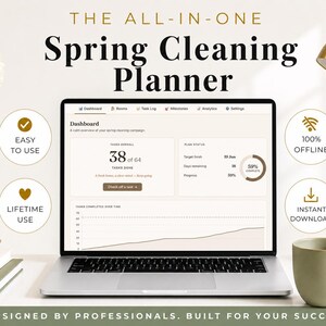 Spring Cleaning Planner | Home Cleaning Tracker | Cleaning Schedule & Checklist | Home Organization Planner | Cleaning Dashboard