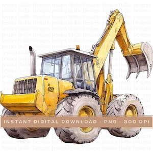 Acquerello Digger costruzione png, veicoli da costruzione png, clipart, acquerello, autocarro con cassone ribaltabile png, veicoli png, clipart bambino, camion png
