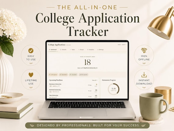 College Application Tracker | College Planner | University Application Dashboard | Student Planner | Essay & Deadline Tracker