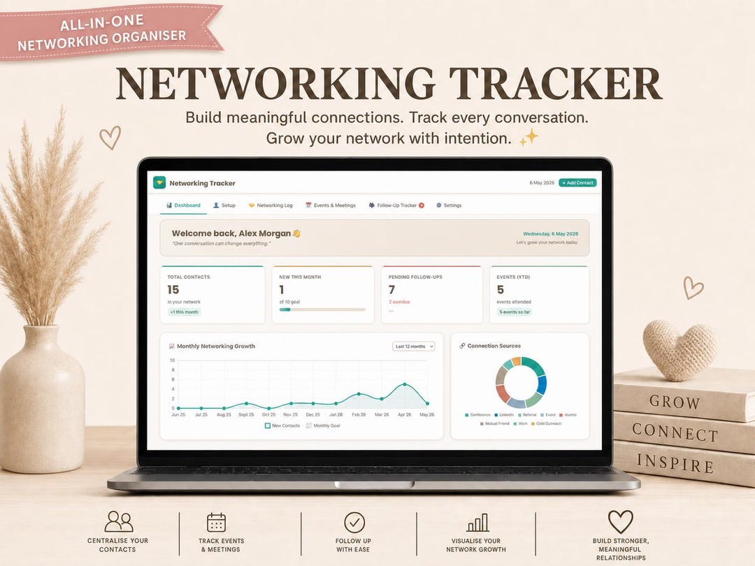 Professional Networking Tracker | Personal CRM Template | Career Growth ...