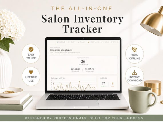 Salon Inventory Tracker | Salon Stock Management Planner | Beauty Business Inventory Dashboard | Hair Salon Product Tracker