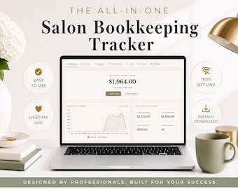 Salon Bookkeeping Tracker | Salon Business Planner | Beauty Business Finance Tracker | Salon Expense & Income Dashboard