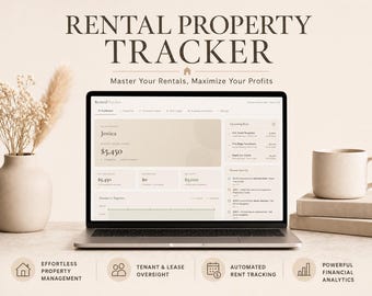 Rental Property Tracker, Landlord Spreadsheet, Rental Income and Expense Tracker, Tenant & Lease Management, Property Management, Rental