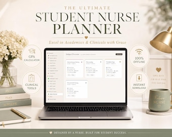 Ultimate Student Nurse Planner  | Digital Nursing Student Organiser | Clinical Tracker | GPA Calculator | Study Tool