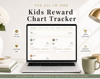 Tabla de recompensas / Tabla de tareas para niños / Rastreador de comportamiento para niños / Sistema de recompensas por estrellas / Planificador de rutinas y motivación familiar