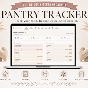 Organizador digital de despensa e inventario de alimentos, inventario de alimentos, planificador de listas de compras, inventario de cocina, planificador de preparación de comidas
