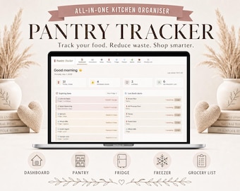 Pantry and Food Inventory Tracker, Digital Pantry Organizer, Food Inventory, Grocery List Planner, Kitchen Inventory, Meal Prep Tracker