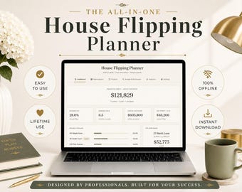Planificateur de rénovation et revente immobilière | Analyseur de transactions et calculateur de retour sur investissement | Suivi du budget de rénovation | Téléchargement pour investisseurs immobiliers (Fix and Flip)