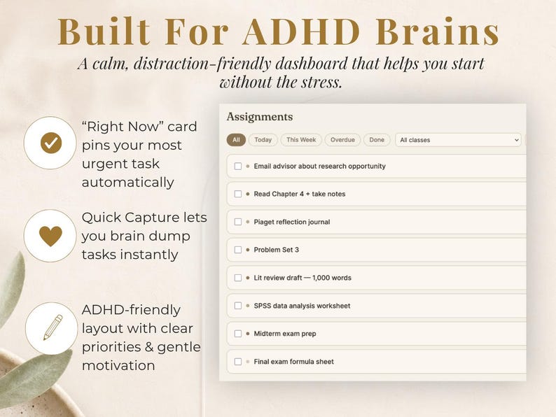 ADHD Student Study Planner | Digital Pomodoro Focus Timer Dashboard ...