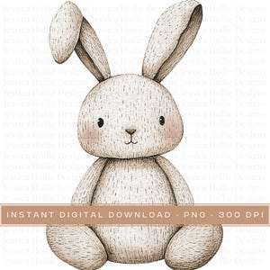 Aquarell Plüsch Hase Clipart PNG, Pastell gemütliche Vintage Kindergarten Tier Clip Art, niedliche Party einladen PNG, Baby Tier Dekor Scrapbooking Pngs