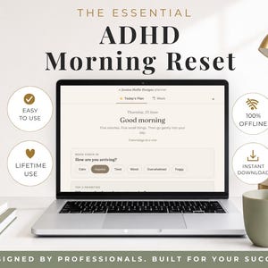 ADHD Morning Planner | ADHD Morning Routine | 5 Minute Morning Reset | Daily Rest ADHD Planner |Executive Function Planner | Neurodivergent