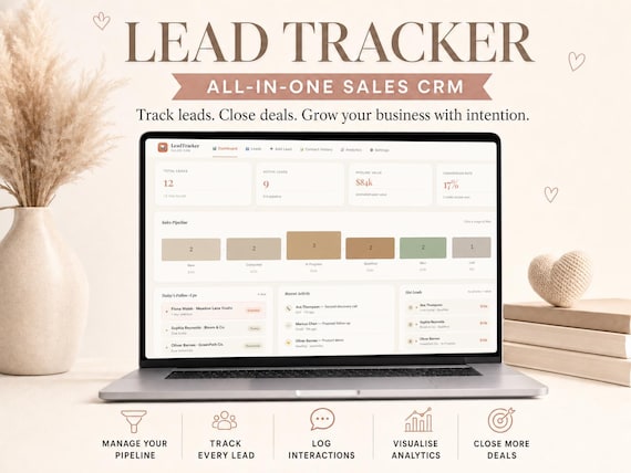 Lead Tracker CRM Alternative | Sales Pipeline Template | Small Business CRM | Digital Client List Management | Call Log Communication