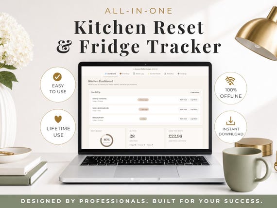 Kitchen Planner | Fridge Inventory | Pantry Tracker | Food Waste Tracker | Meal Organisation | Digital Planner