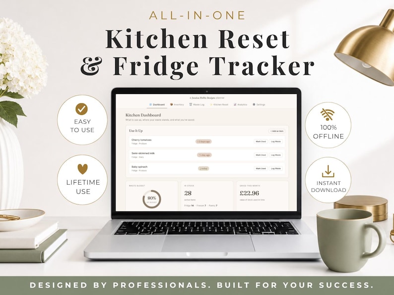 Kitchen Planner | Fridge Inventory | Pantry Tracker | Food Waste Tracker | Meal Organisation | Digital Planner image 1