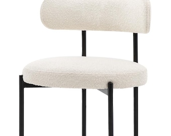 Boucle dining chair with metal frame