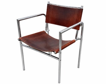 6 Bauhaus Design Ledersessel Gerard Vollenbrock zugeschrieben