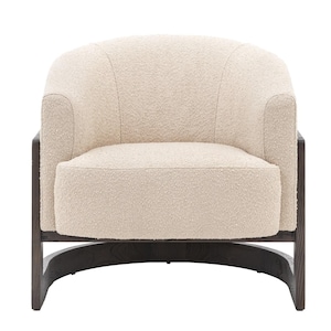 Wooden boucle armchair