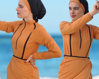 High-Quality 4-Piece Modest Burkini Set: UV-Protected, Full-Coverage Islamic Swimsuit for Muslim Women, Dubai Style, Abaya Swimwear