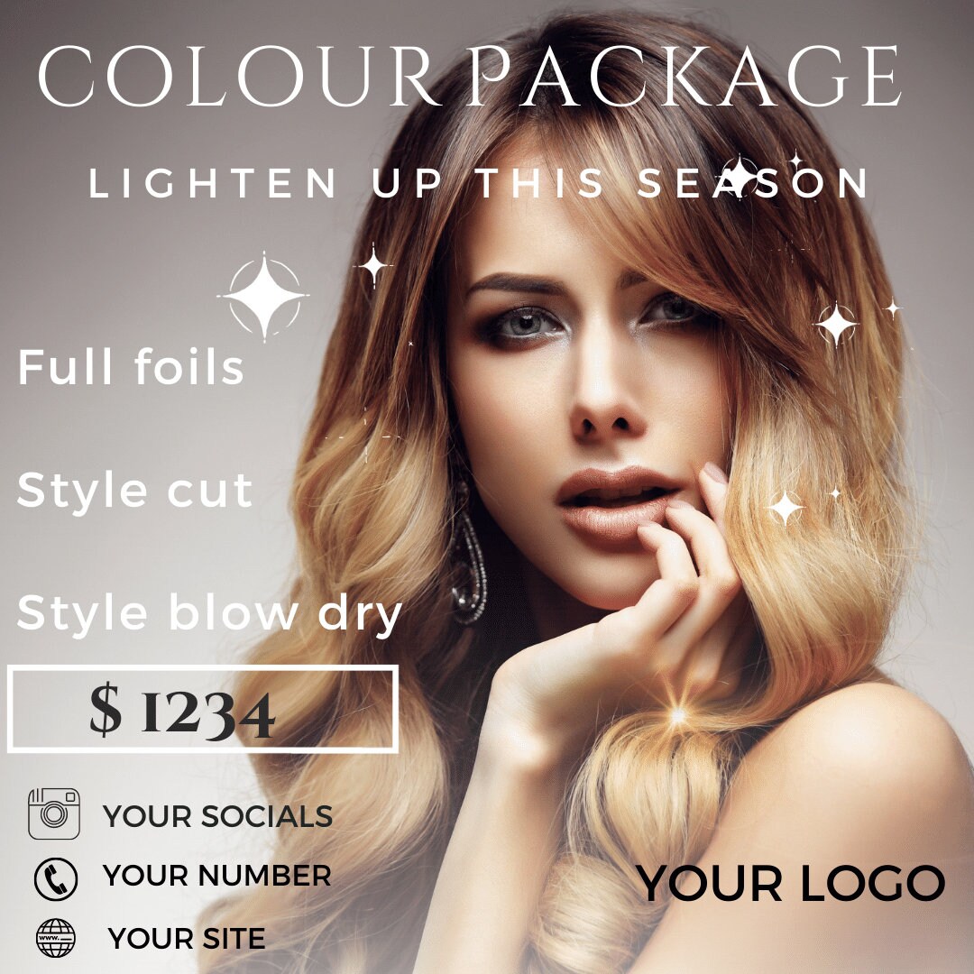 Customizable Beautiful Lighten up Hair Salon Promotion Flyer Etsy