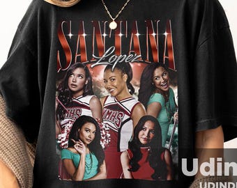 Camiseta de Santana López, camiseta gráfica vintage, retro, de animadora de Glee, clásica, unisex, regalo para mujeres y hombres, regalos de Halloween.