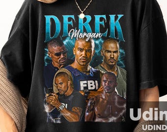 Camiseta de Derek Morgan de Mentes Criminales, camiseta vintage de agente del FBI, camiseta gráfica de Shemar Moore, regalo para fan de la serie de televisión retro de los 90, regalo para hombres y mujeres.