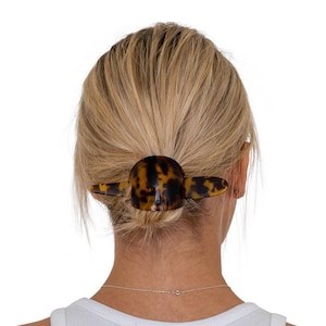 French Tortoiseshell Barrette: Oval Arch Hair Clip, Metal-Free