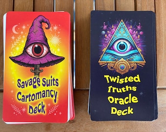 Savage Suits Cartomancy & Twisted Truths Oracle Deck Duo for Truth Seekers
