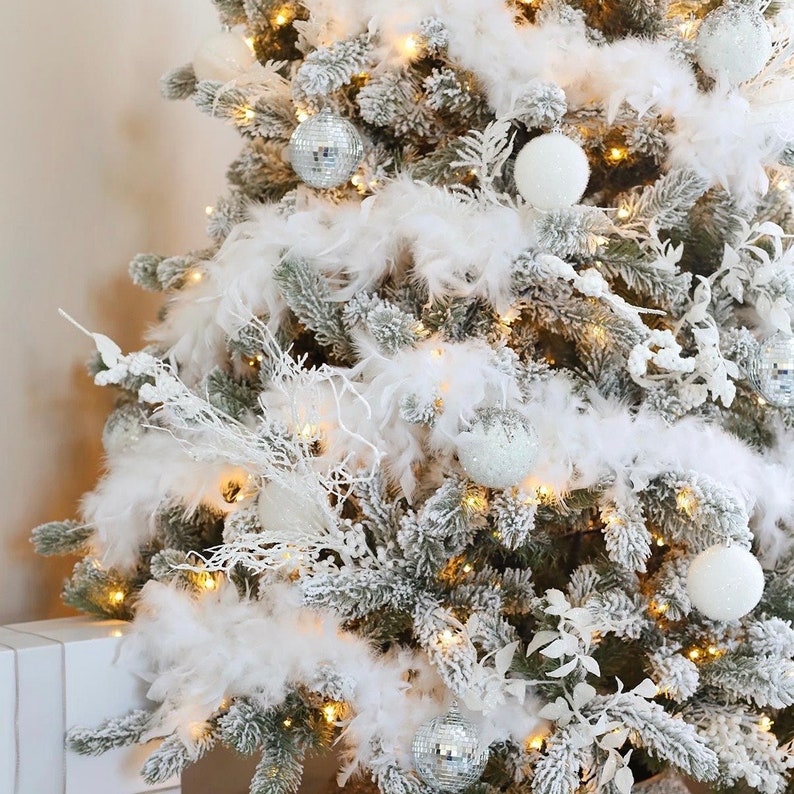 Hand Sewn Real Feather Garland White Feather Garland christmas