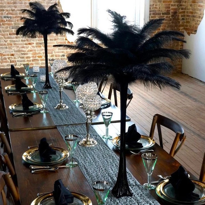 7-9 Inch Black Ostrich Feathers. 5 Black Feathers. Black Bird Feathers.  Center Piece Feathers. Black Wedding Feathers. Black Pen Feathers. 