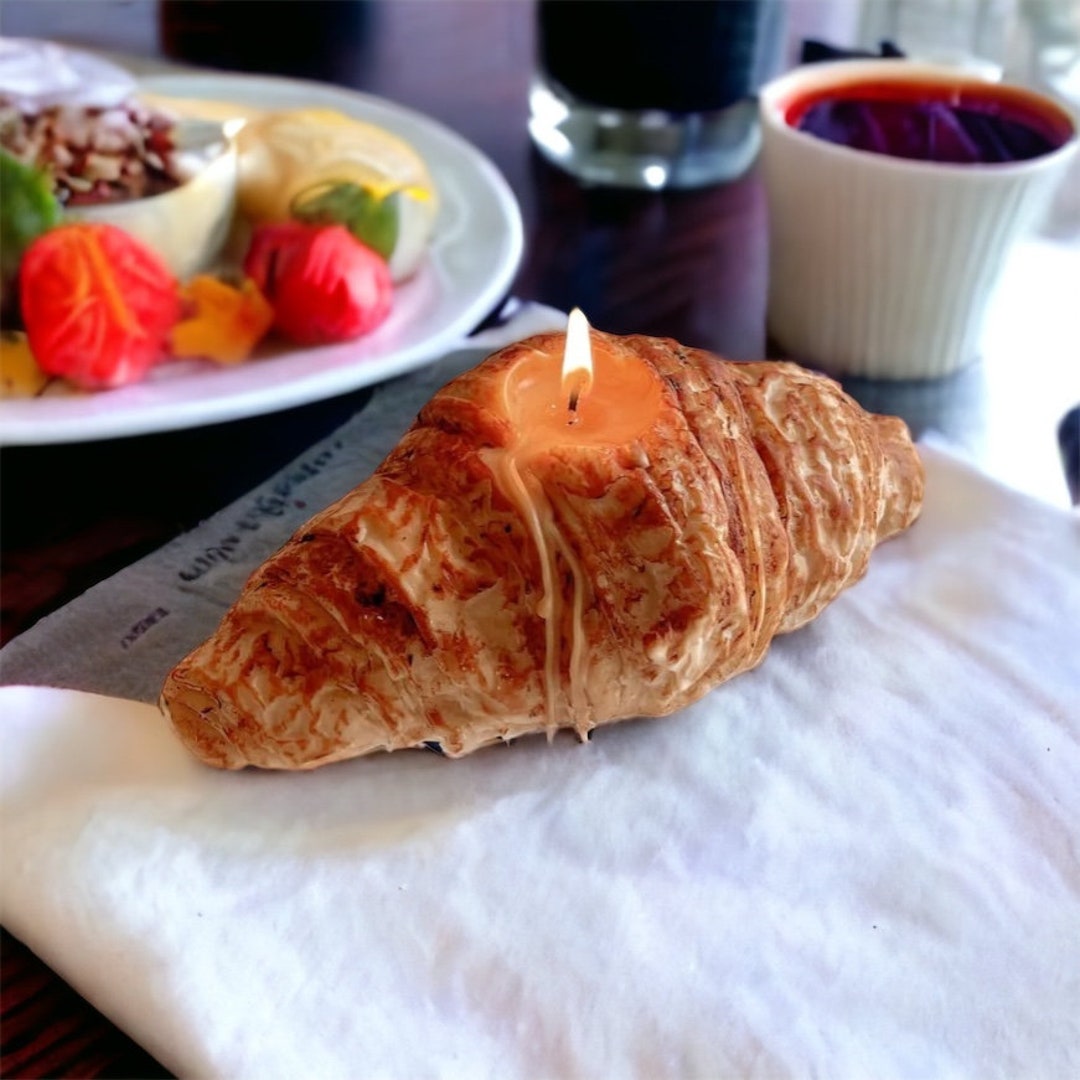Buttery Croissant Candle Paris Inspired Home Decor Vegan Candle Dessert